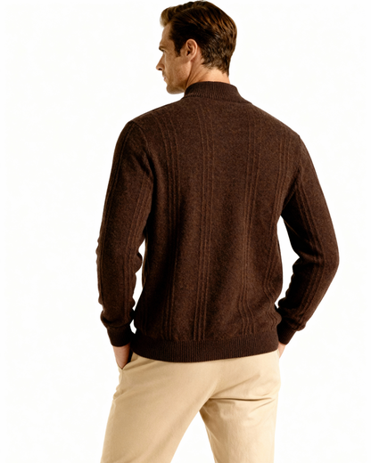 100% rib-strik med halv zip