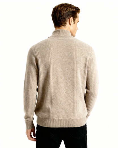 100% rib-strik med halv zip