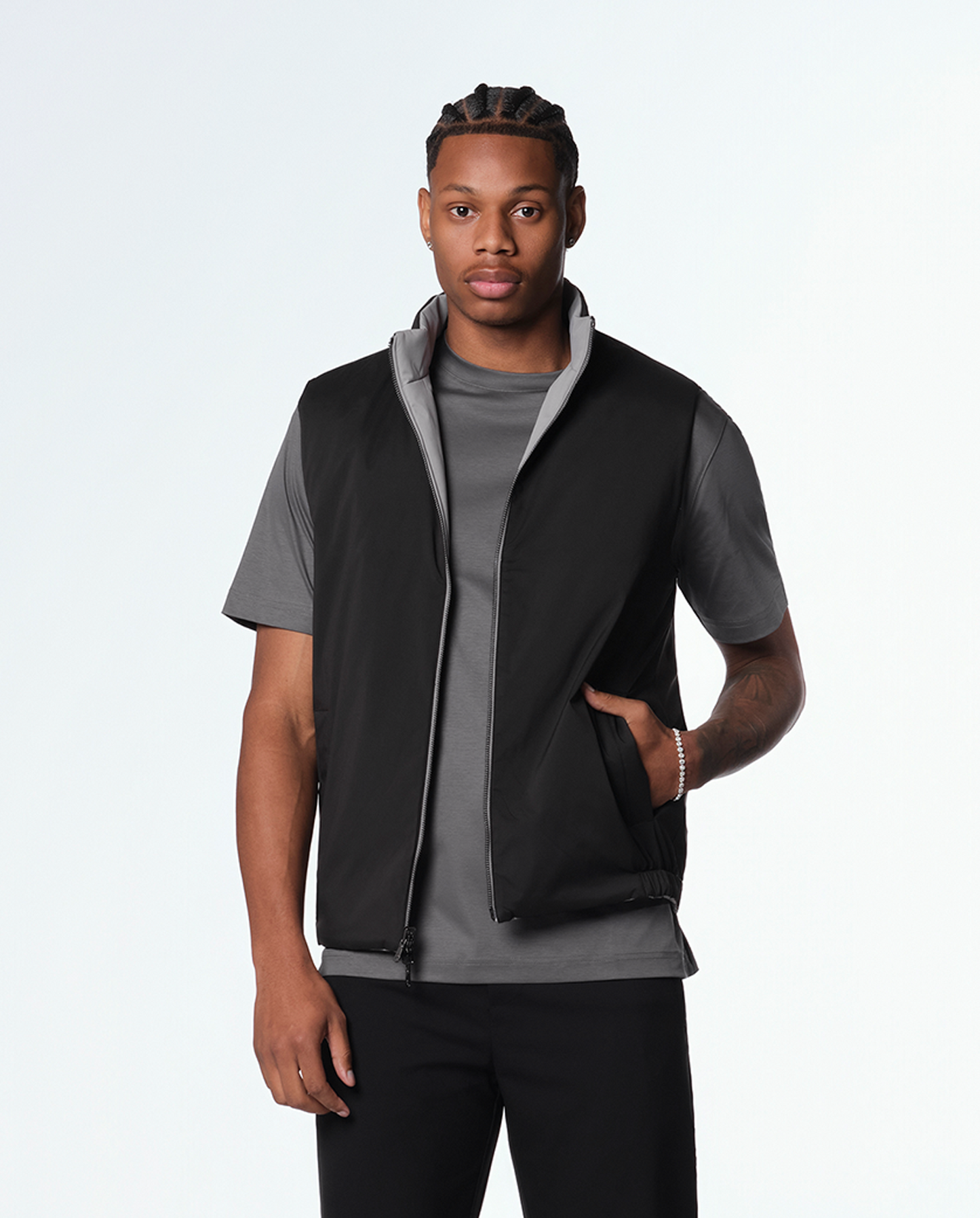 Sort / grå reversibel vest