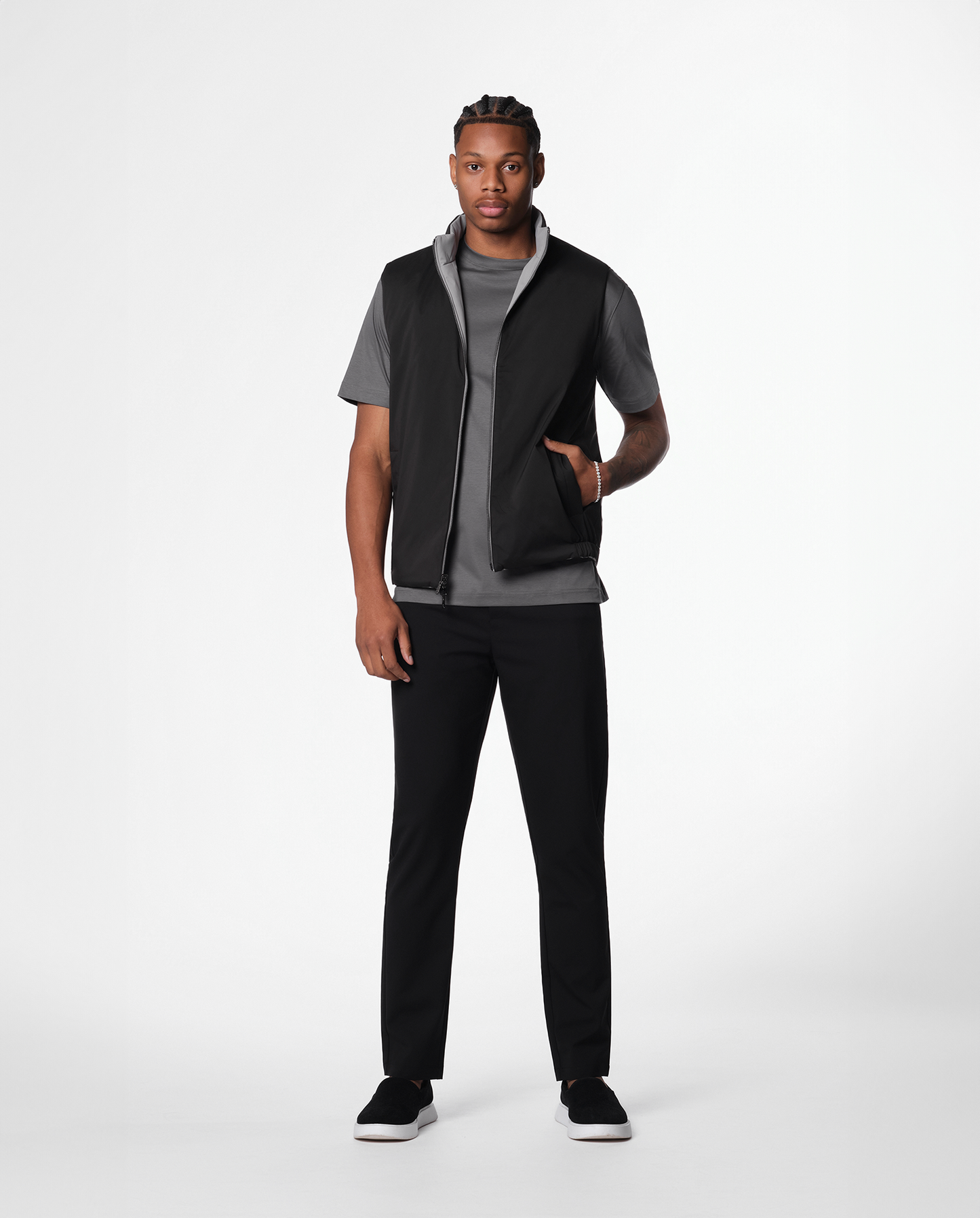 Sort / grå reversibel vest