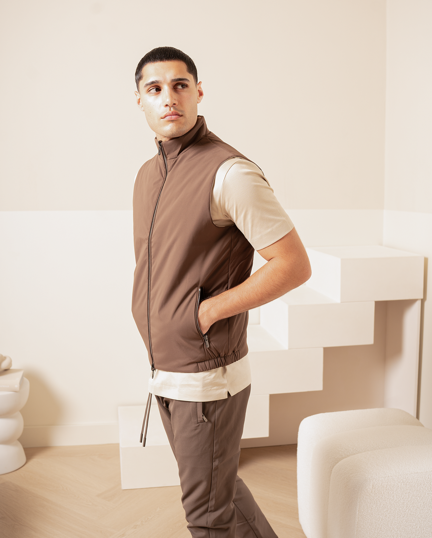 Omvendt vest – sort / beige
