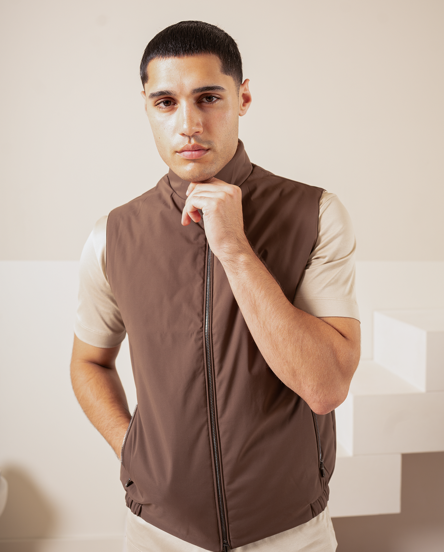 Omvendt vest – sort / beige