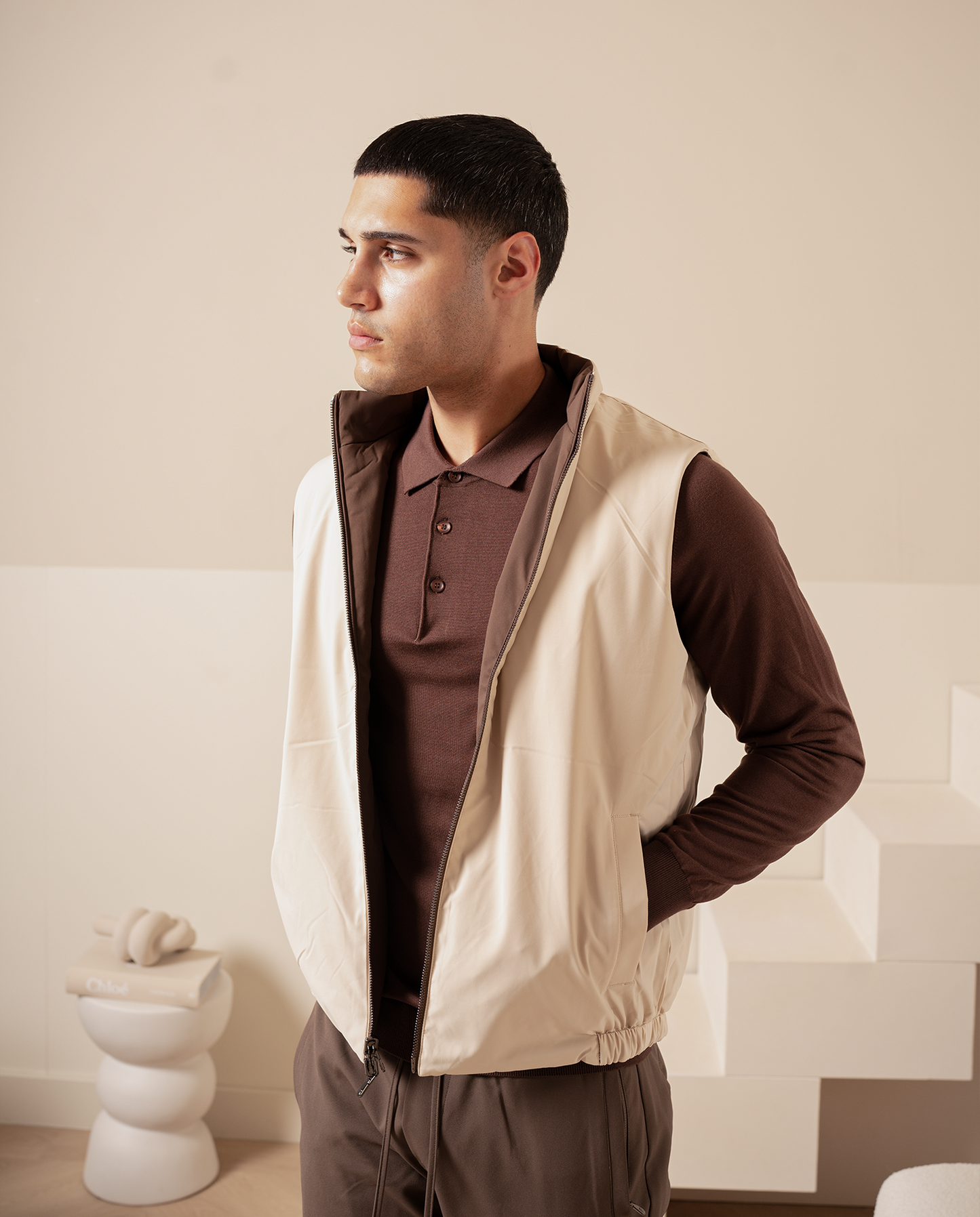 Omvendt vest – sort / beige