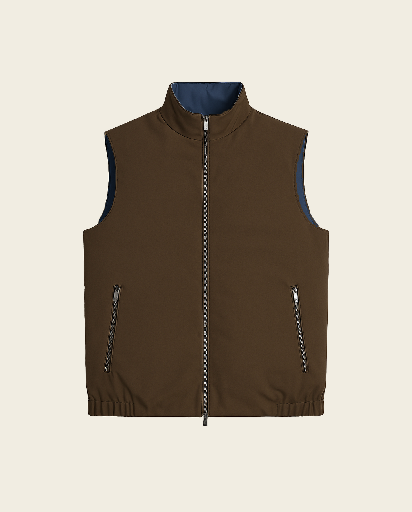 Blå/brun vendbar vest