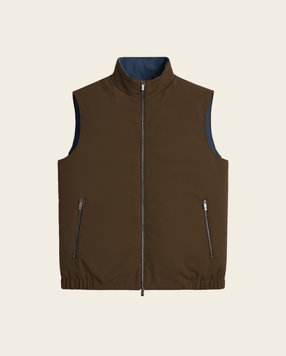 Blå/brun vendbar vest
