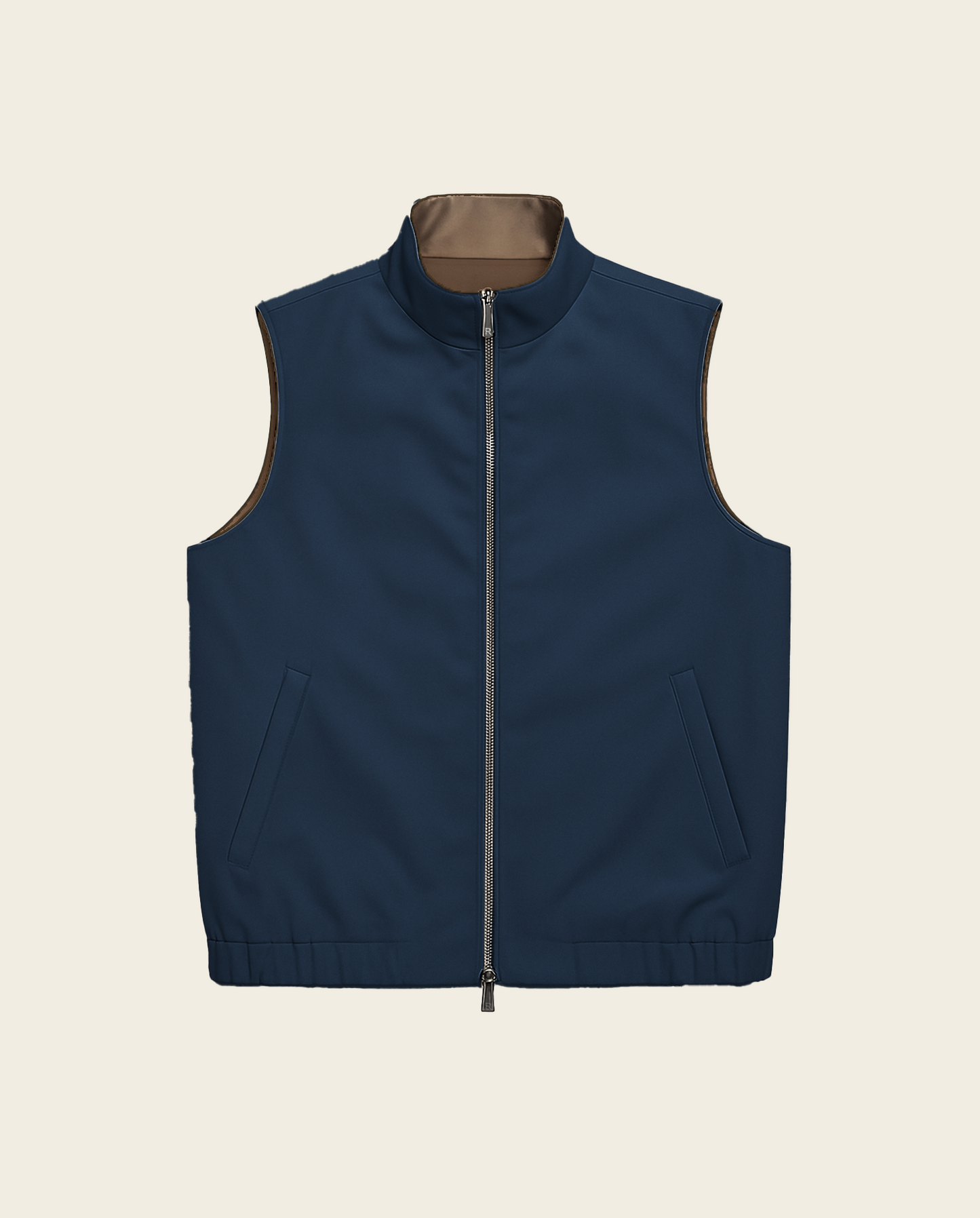 Blå/brun vendbar vest
