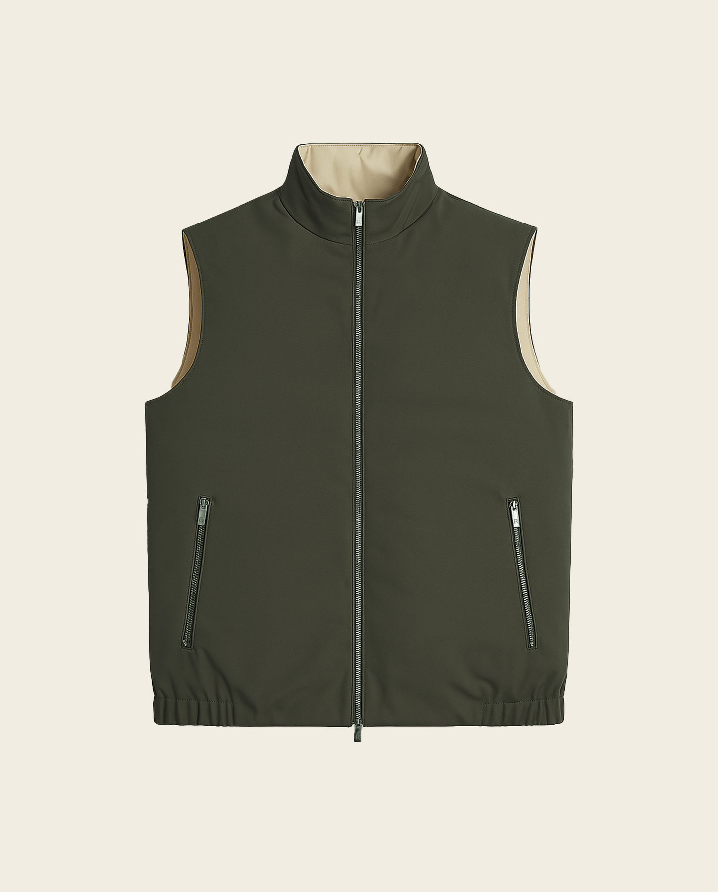 Konvertibel vest – grøn/beige