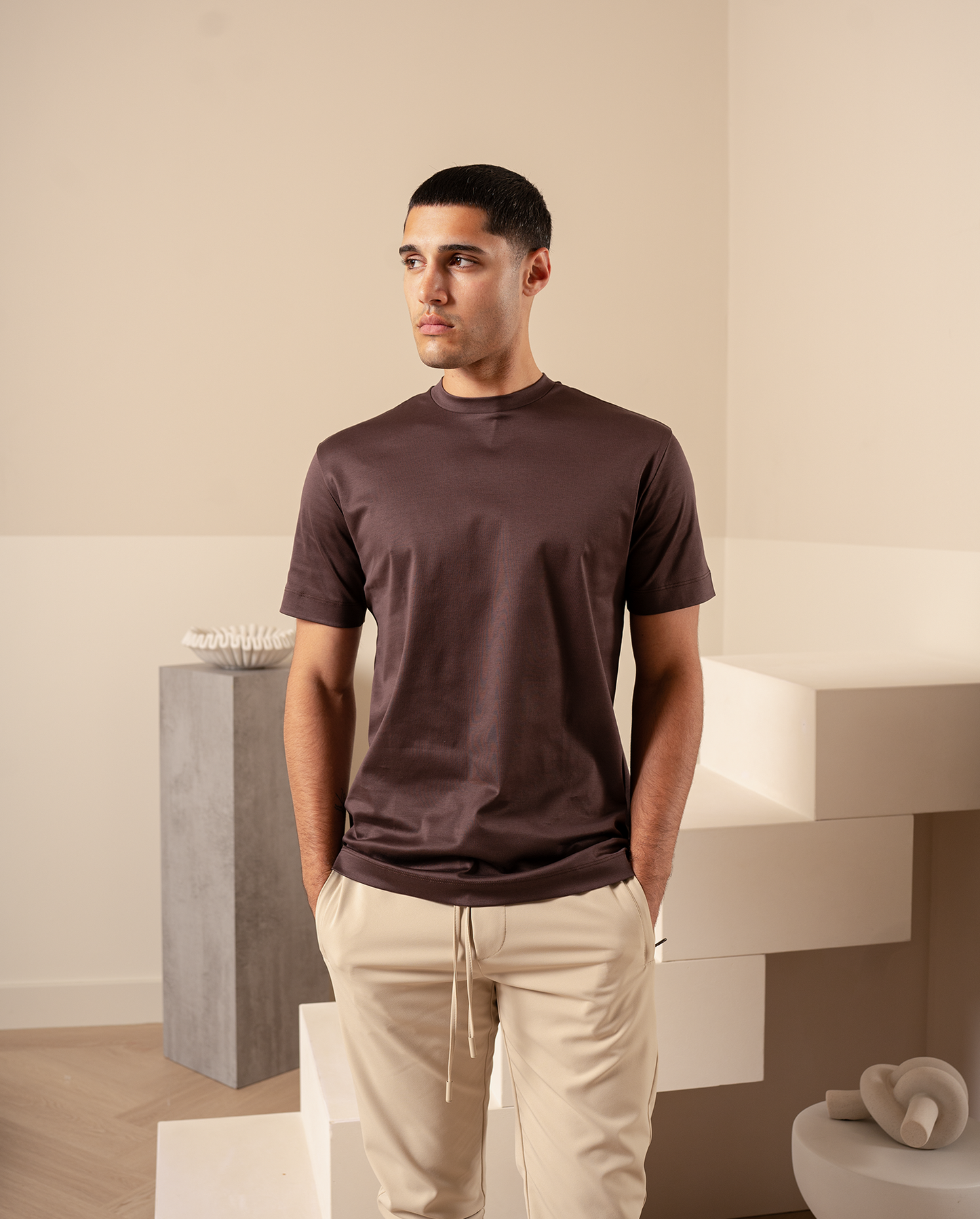 LUXUS T-SHIRT - BRUN
