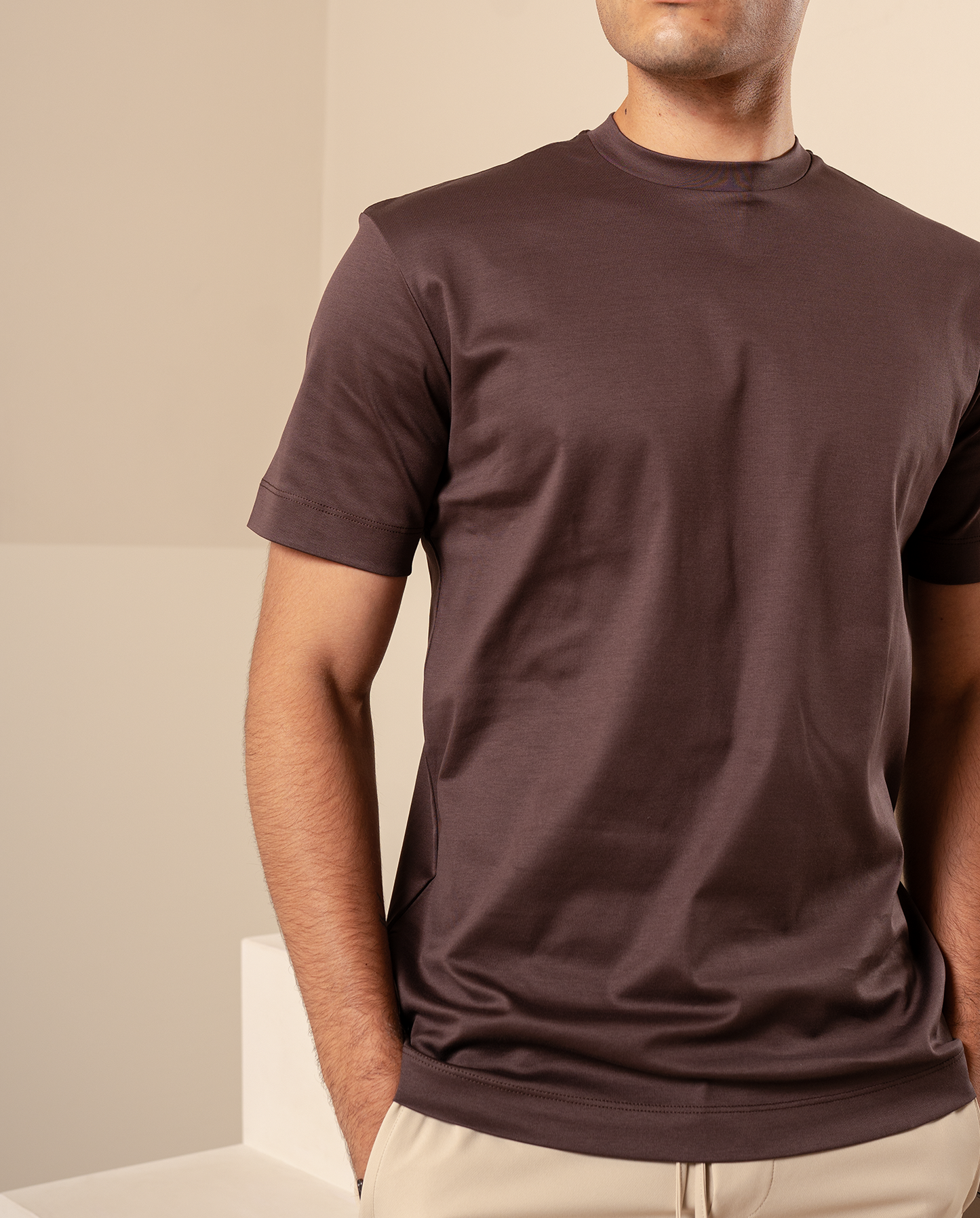 LUXUS T-SHIRT - BRUN