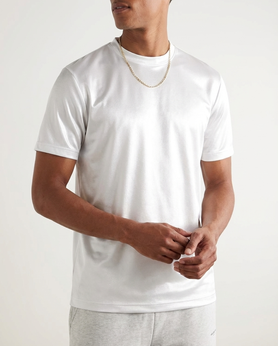 Blank poleret T-shirt med runde ærmer